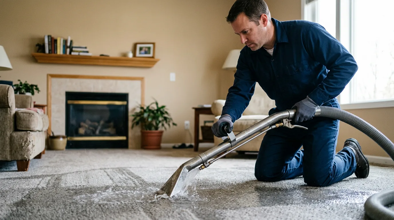 Water damage restoration technician working near West Springfield, PA